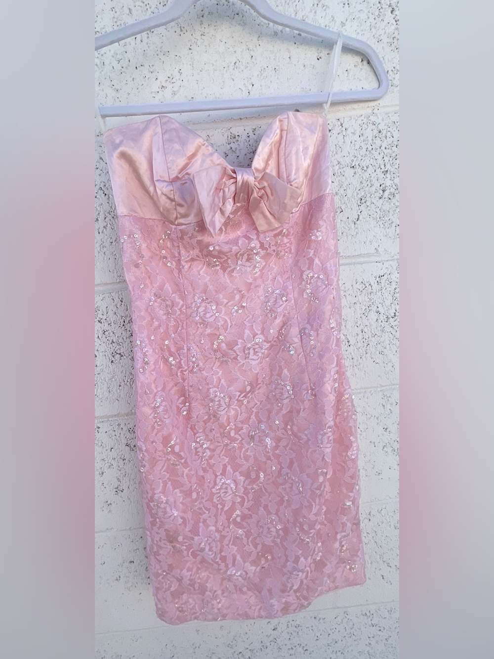 Gunne Sax Strapless Pink Lace Sequin size XS Dress